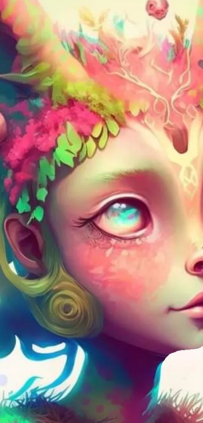 Vibrant fantasy art character with bright colors and surreal elements.