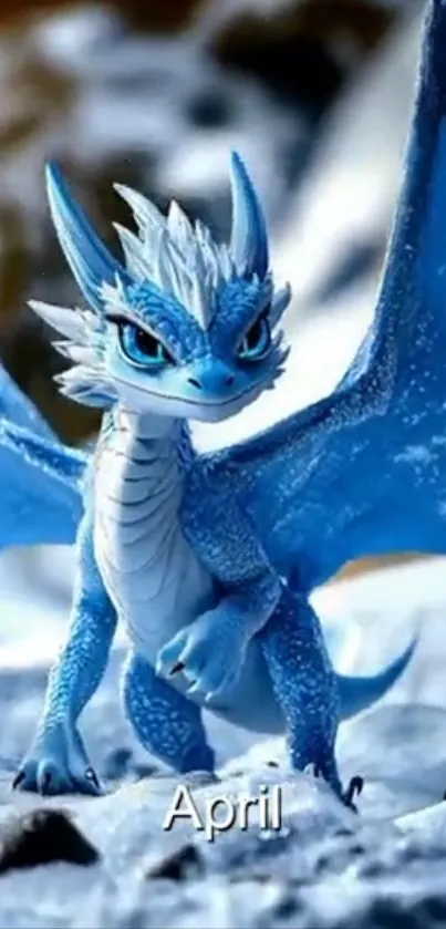 Blue dragon fantasy wallpaper with ice.