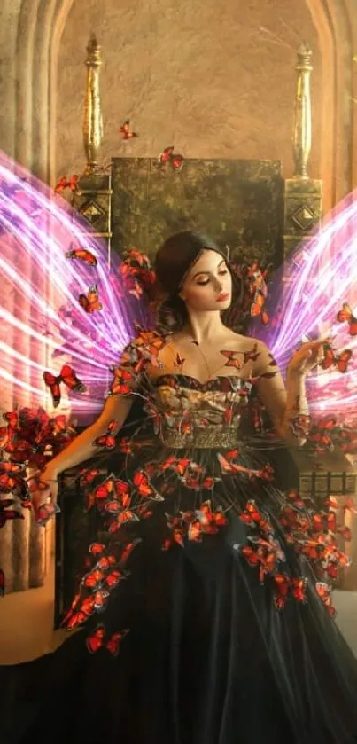 Fantasy butterfly fairy with luminous wings.