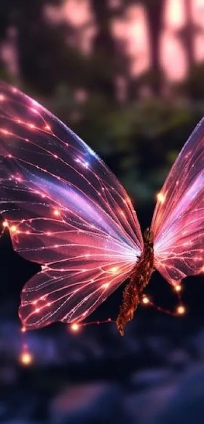 Glow of delicate butterfly wings in magical setting.