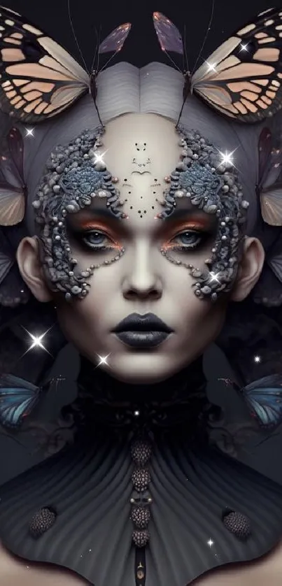 Fantasy artwork of a woman with butterfly wings and intricate details.