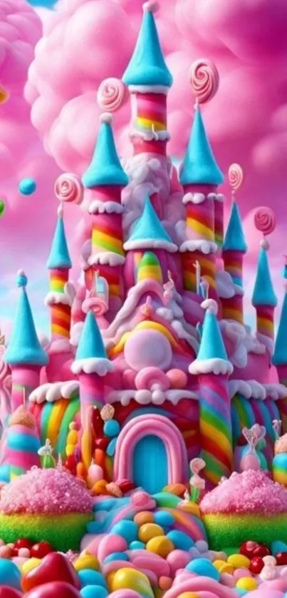 Fantasy candy castle with vibrant colors