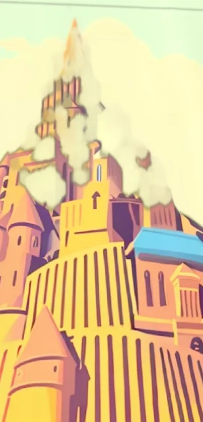 Whimsical castle illustration with vibrant colors.