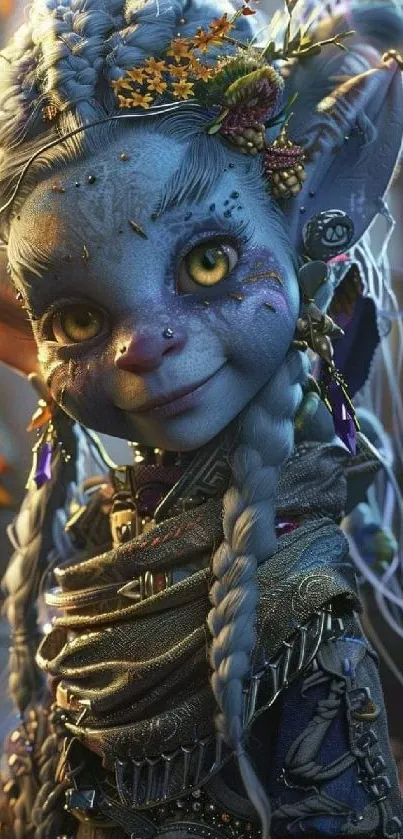 Fantasy creature with detailed design and bright colors on mobile wallpaper.