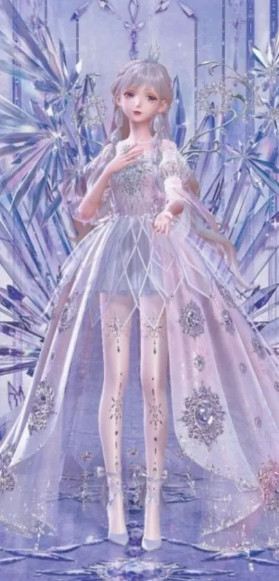 Fantasy princess in a crystal gown on a lavender background.