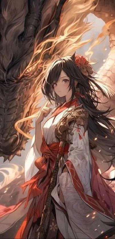 Anime warrior with dragon artwork.