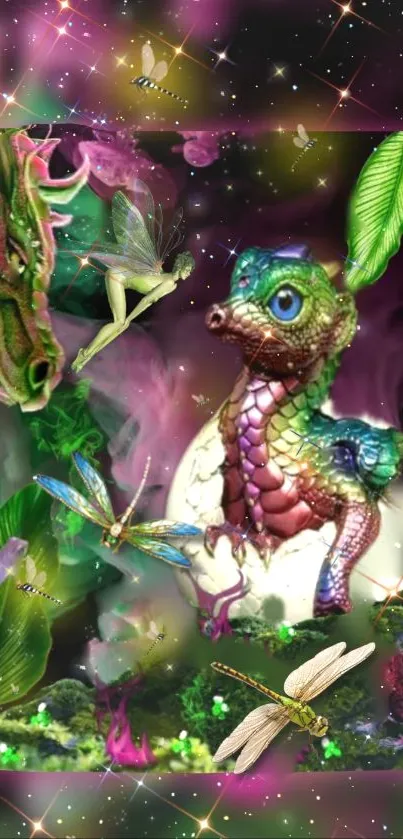 Colorful dragon wallpaper with fantasy elements and vibrant tones.