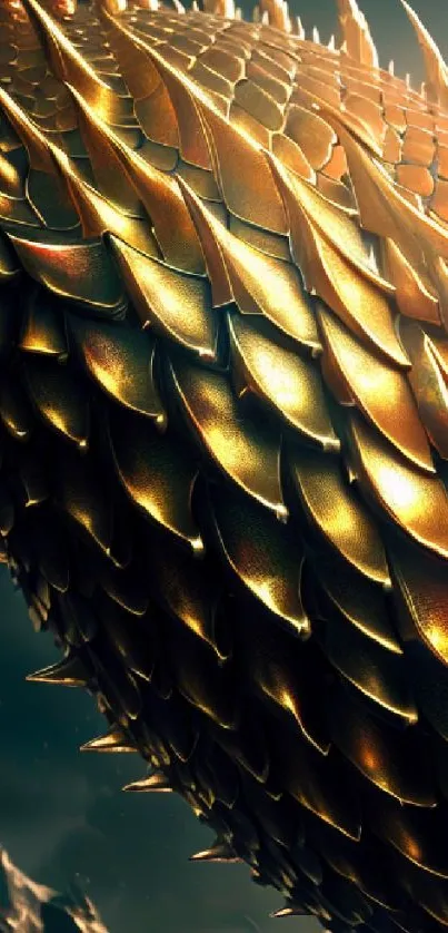 Close-up of golden dragon scales with a fantasy theme.