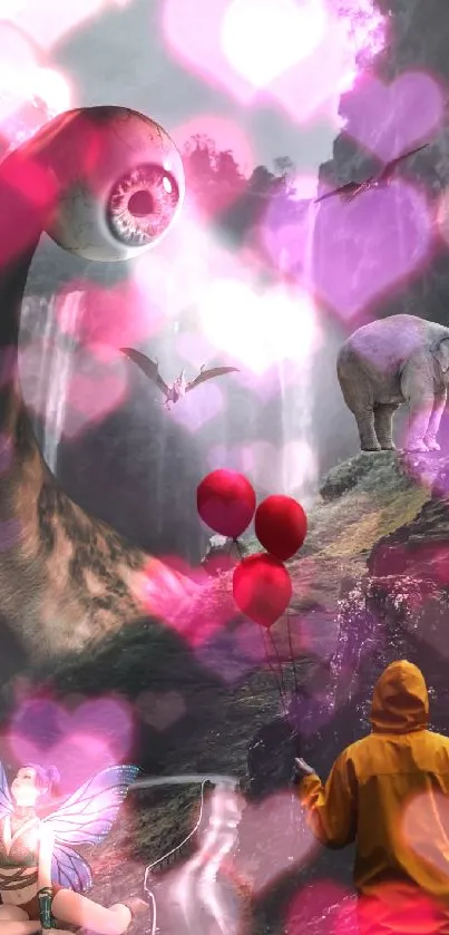 Fantasy dreamscape with mystical creatures and dramatic scenery.