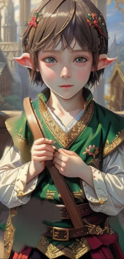 Adorable elf child in a medieval fantasy setting.