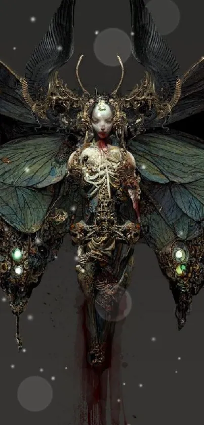 Dark fantasy moth artwork with gothic elements.