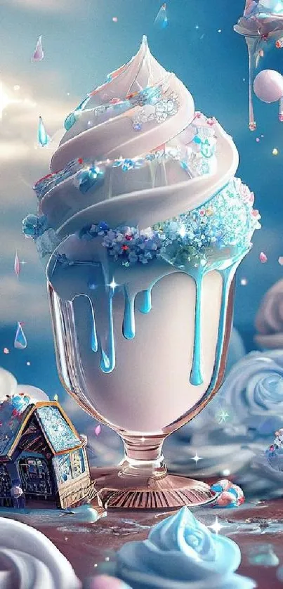 Fantasy ice cream in a whimsical world.