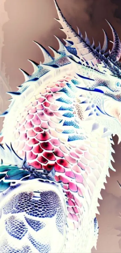 Neon dragon wallpaper with intricate details and vibrant colors.