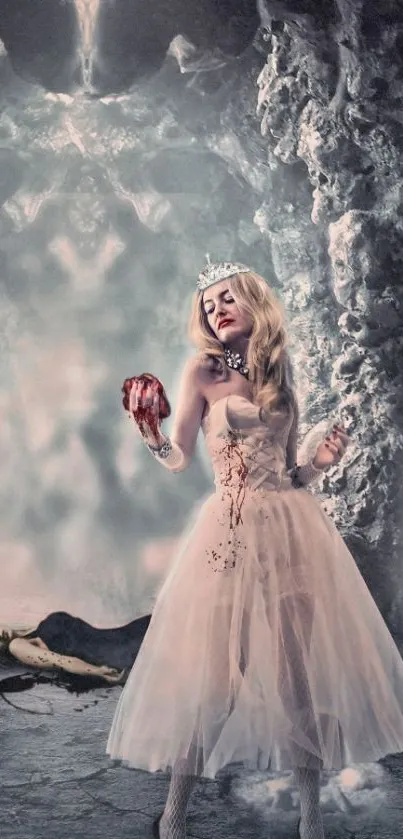 Fantasy princess in gothic scene with mystical background.