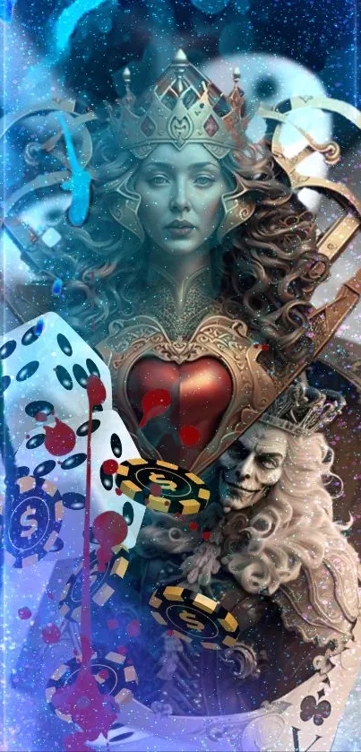 Fantasy queen card art with mystical elements.