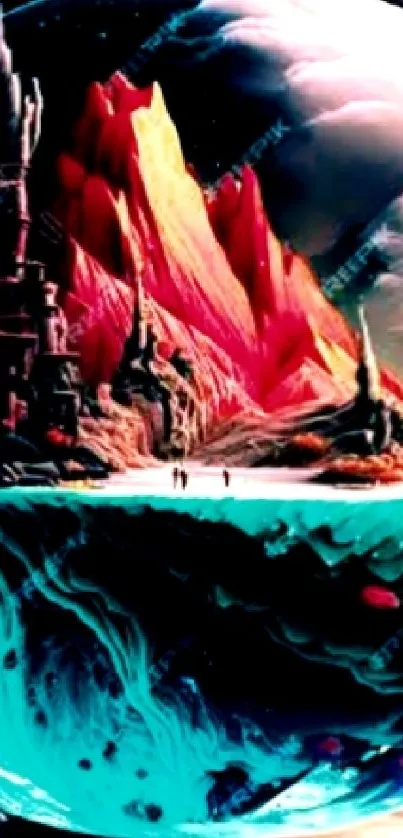 A vibrant sci-fi fantasy planet with colorful cosmic landscapes.