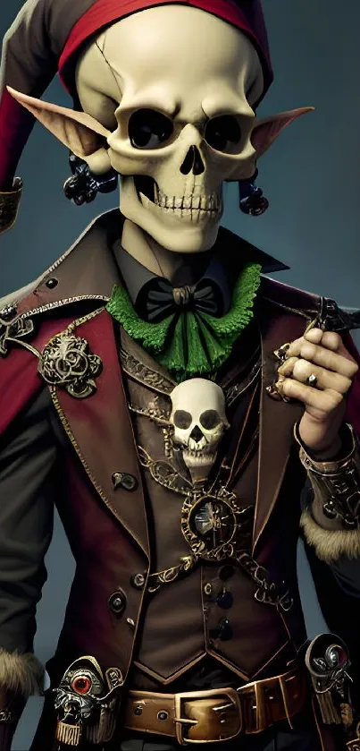 Fantasy skull figure wearing a detailed, ornate costume.