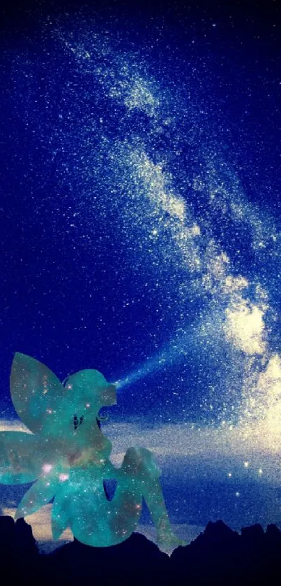 Fantasy fairy and starry night sky wallpaper with galaxy view.