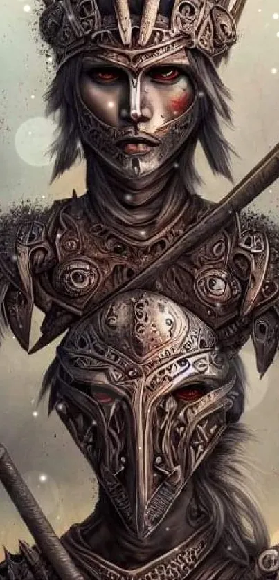 Fantasy warrior artwork with detailed armor design.