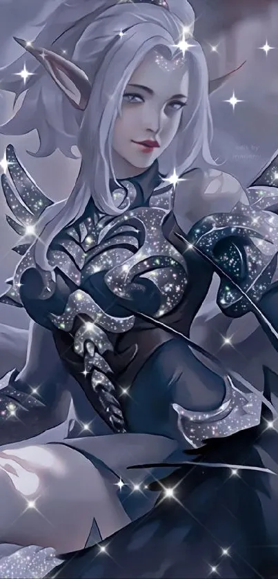 Fantasy warrior princess in glittering armor, perfect for mobile wallpaper.