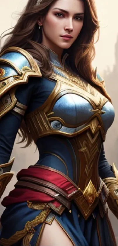 Fantasy warrior woman in intricate armor, heroic pose.