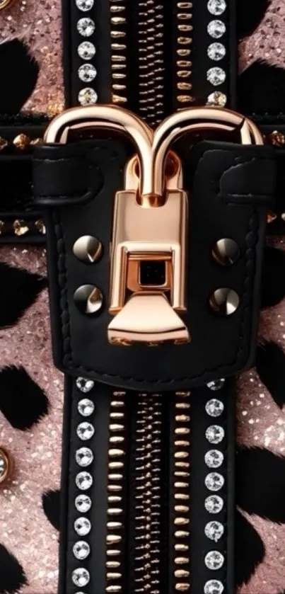 Chic lock design with metallic and leopard accents