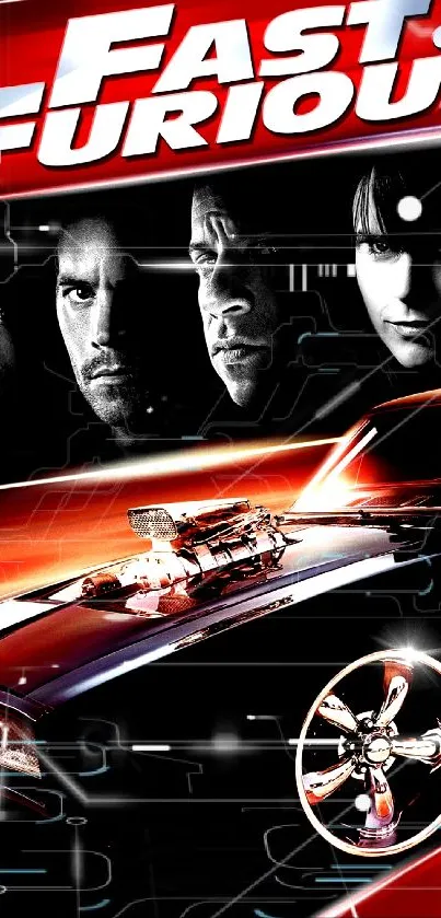 Fast & Furious 4 wallpaper with red car and intense action theme.