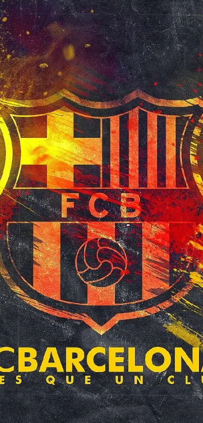 FC Barcelona logo on vibrant colorful background wallpaper.