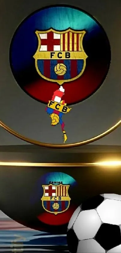 FCB club logo with soccer ball design wallpaper.