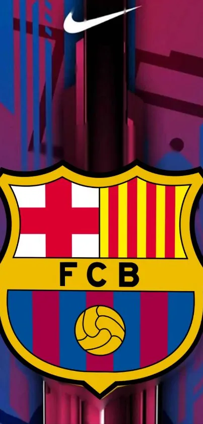 FCB logo with vibrant colors on a mobile wallpaper design.