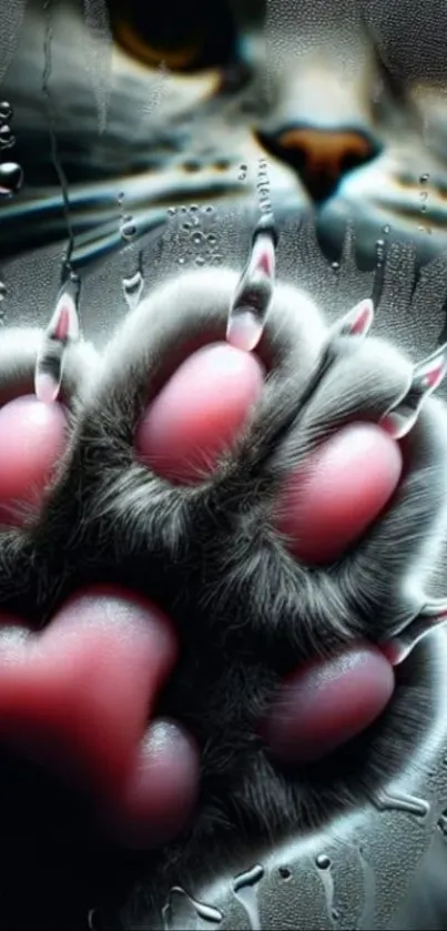 Cat paw wallpaper with realistic texture and claws.