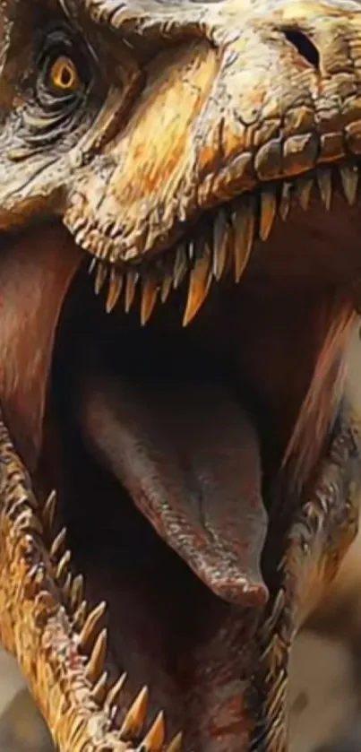 Realistic dinosaur roaring with open mouth.