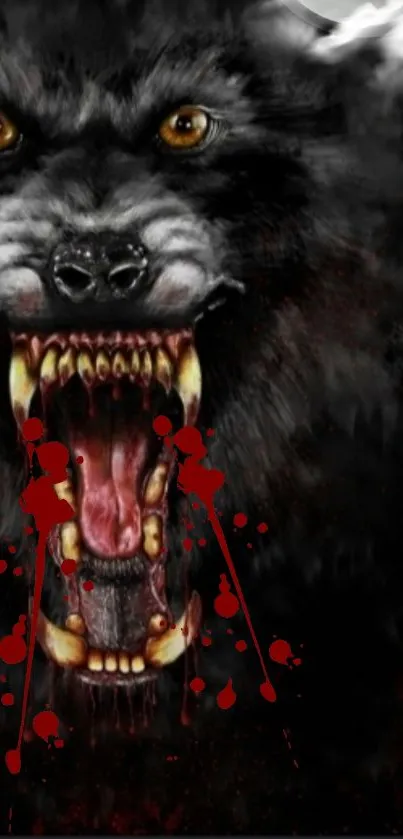 Ferocious werewolf with red accents wallpaper.