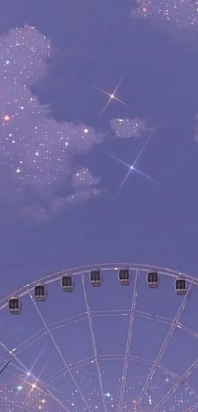 Ferris wheel under a starry lavender sky.