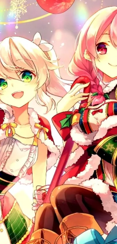 Colorful festive anime girls in vibrant attire.