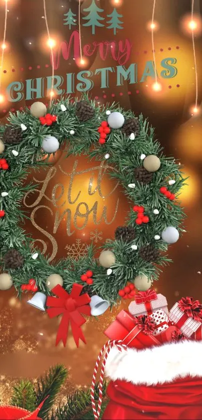 Festive wallpaper with glowing red candles and a warm holiday background.