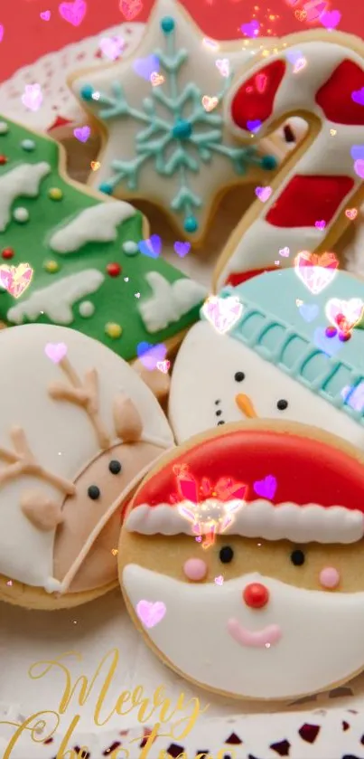 Festive Christmas cookies with holiday decor.
