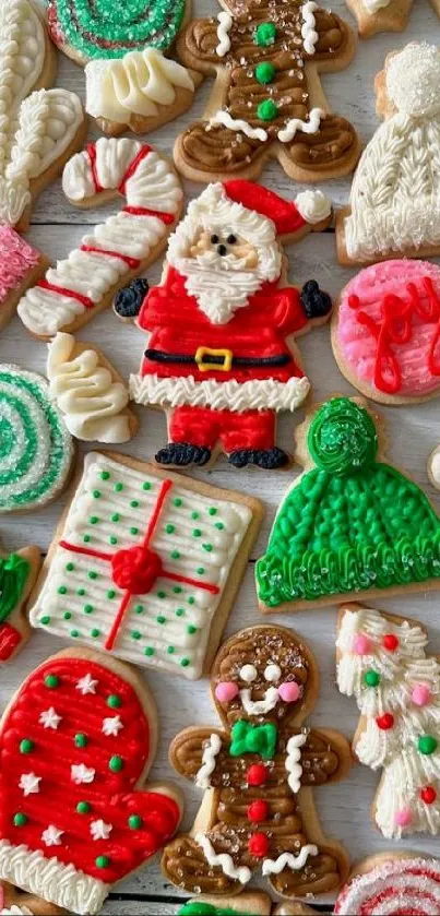 Festive Christmas cookies with Santa icing design.