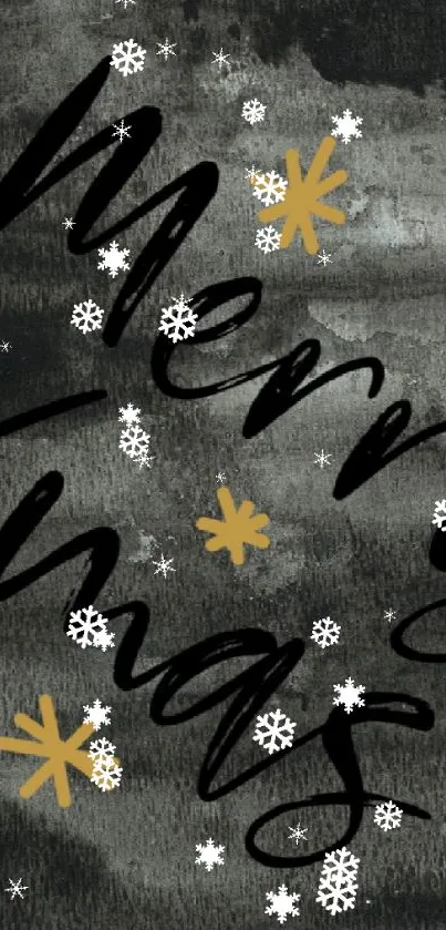 Merry Xmas text on dark festive wallpaper.