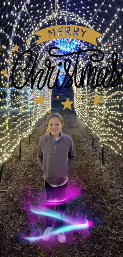 Magical Christmas light walkway mobile wallpaper