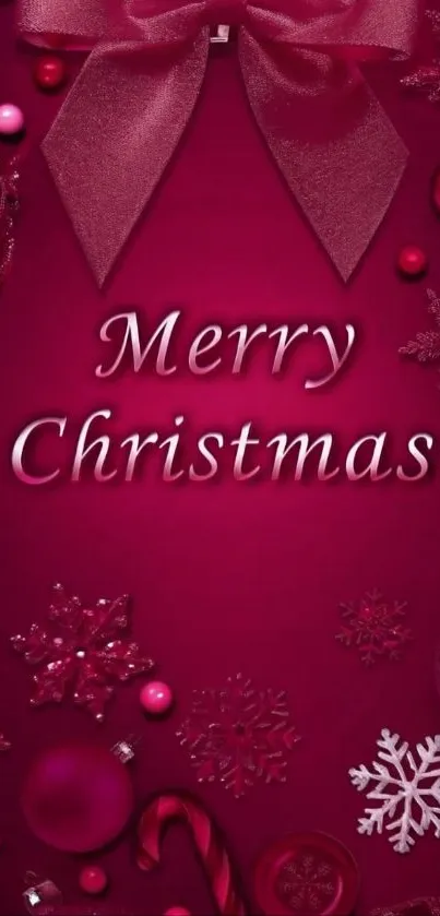 Merry Christmas red festive wallpaper with decorations.