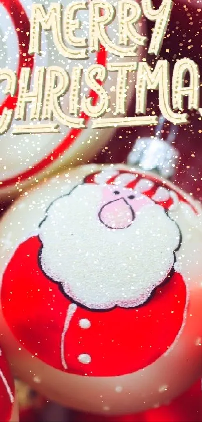 Merry Christmas ornaments with red and white designs as mobile wallpaper.