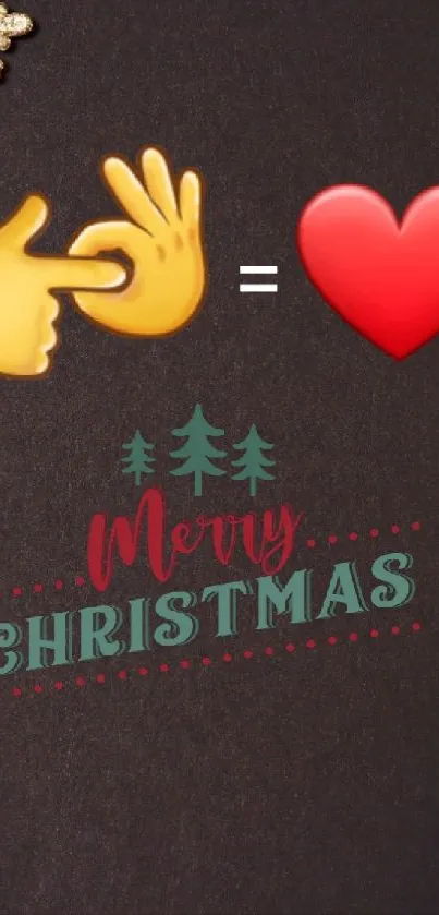 Merry Christmas wallpaper with emojis and festive decor.