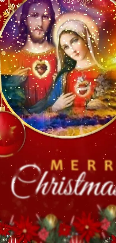 Festive Christmas wallpaper with sacred art.