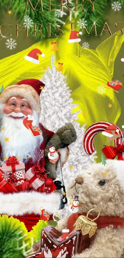 Santa Christmas mobile wallpaper with festive decorations.