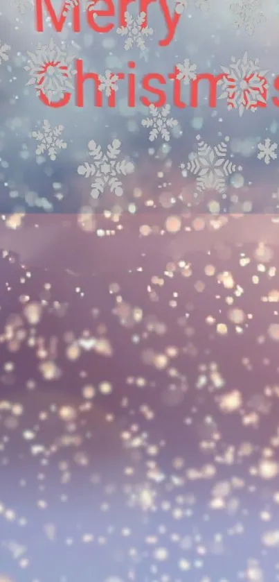 Festive Christmas wallpaper with snowflakes and holiday greeting.