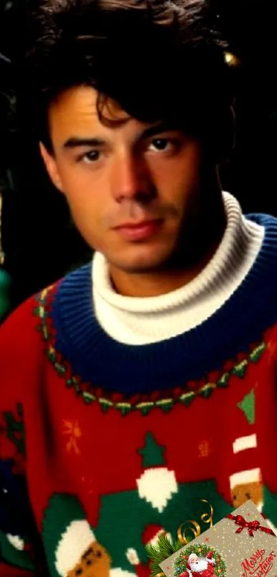 Festive portrait in a Christmas sweater.