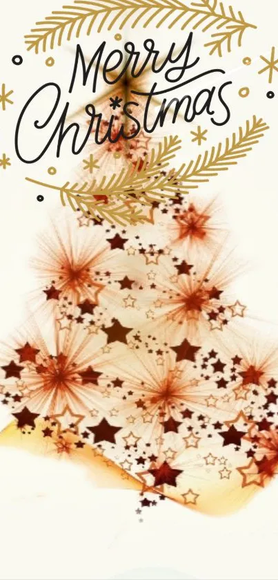 Festive Christmas tree with starry design on a light background.