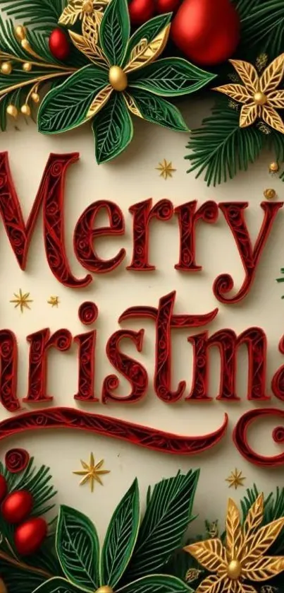 Colorful Christmas wallpaper with festive decorations.