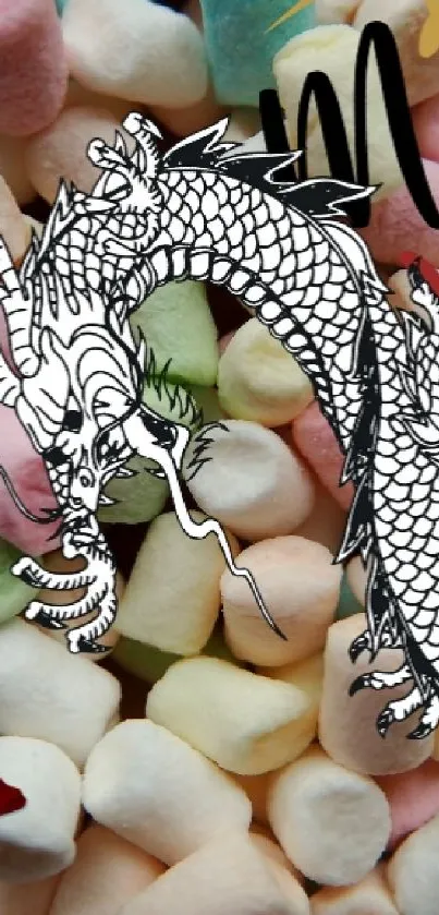 Festive dragon with gifts on a colorful Christmas background.